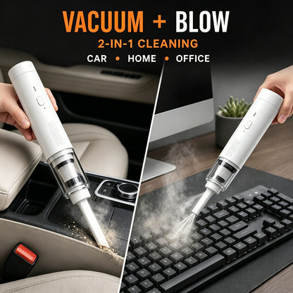 Mini Car Vacuum — Fits a Door Pocket, 12,000 Pa Brushless Motor, 2-in-1 Vacuum & Blower