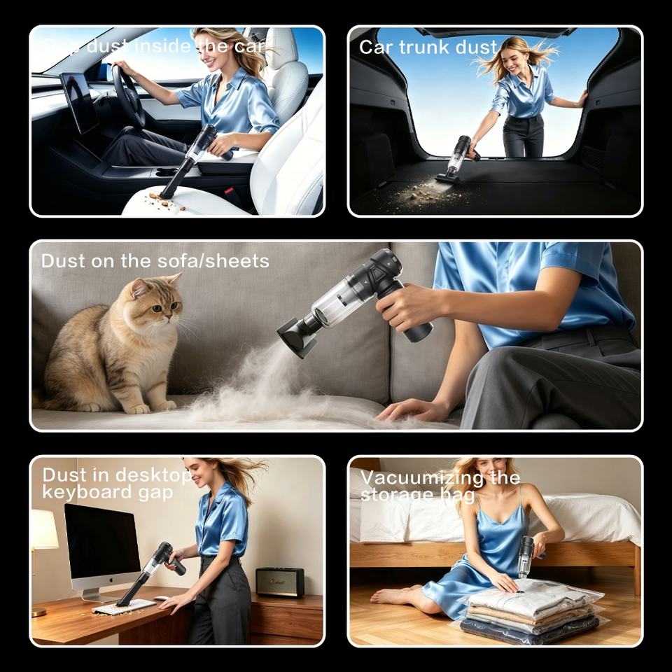Cordless Handheld Vacuum & Blower — 6 Attachments, 45-Minute Runtime, USB-C