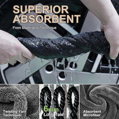 Microfiber Car Drying Towel – 1400 GSM Twisted Loop, Dries an Entire Car Without Wringing
