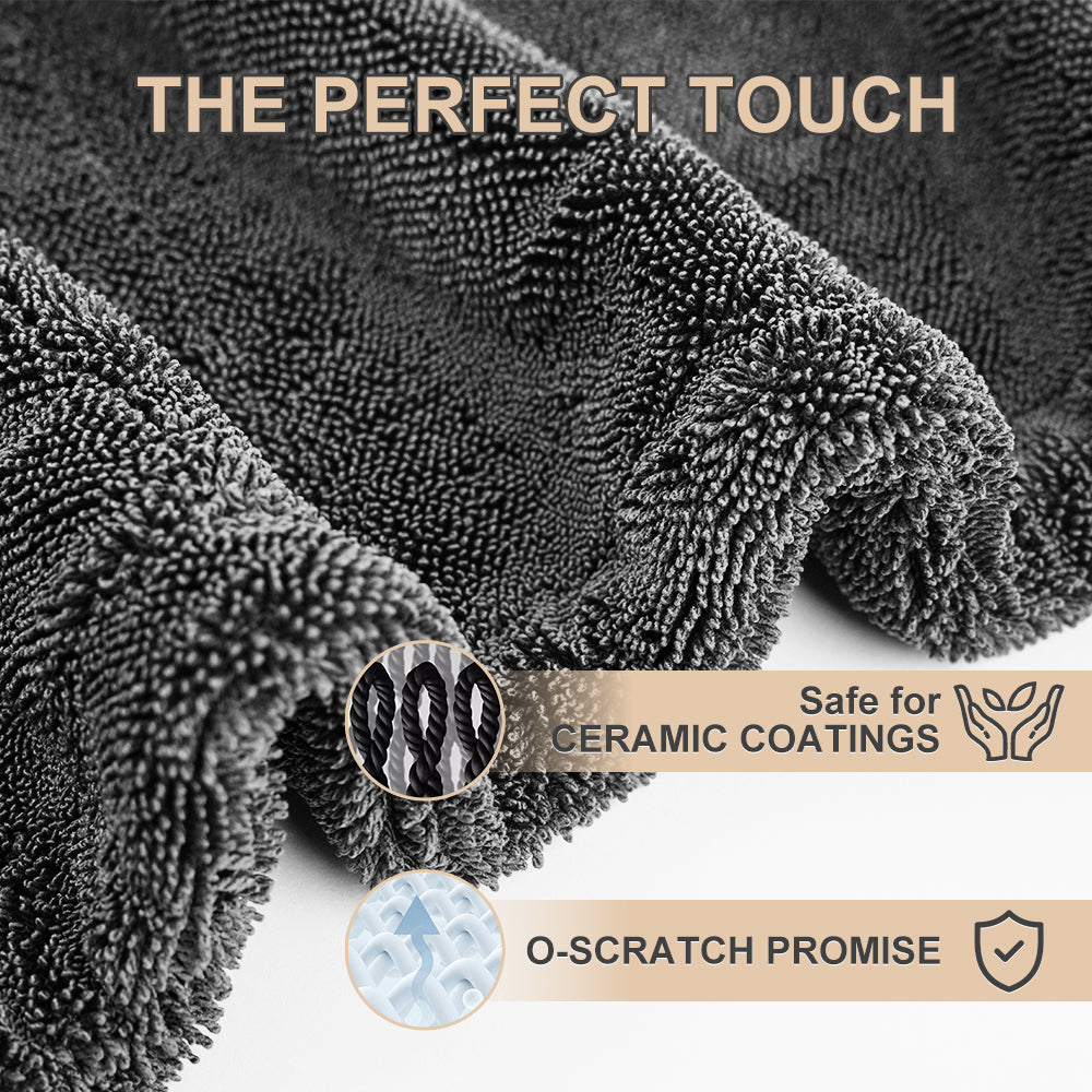 Microfiber Car Drying Towel – 1400 GSM Twisted Loop, Dries an Entire Car Without Wringing