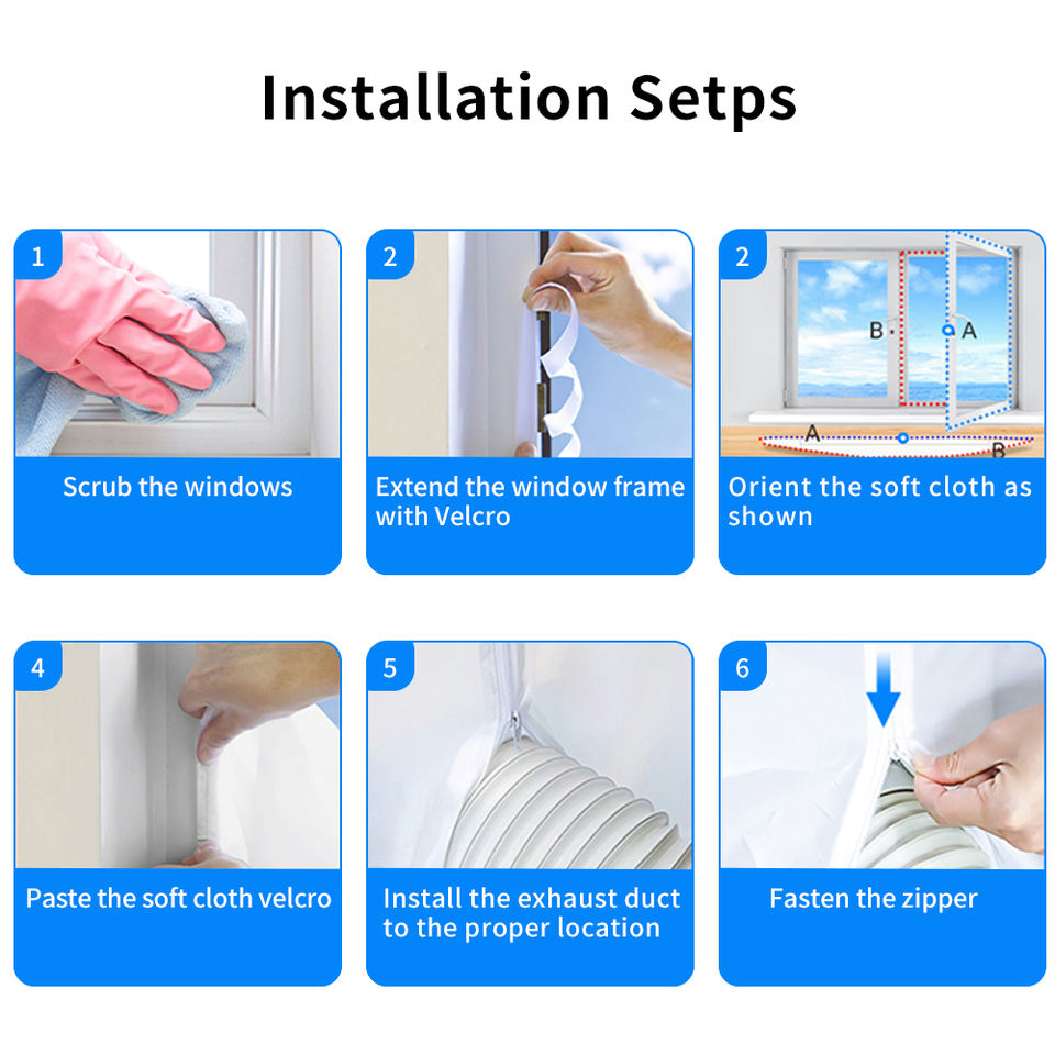 Window Seal for Portable Air Conditioners — Universal Hot Air Stop with Zipper
