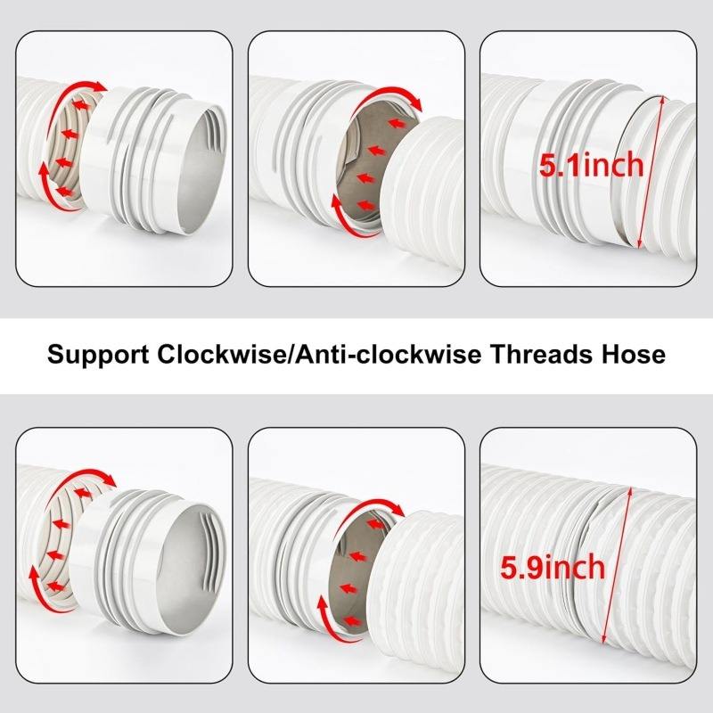 Universal Exhaust Hose Connector — Dual-Diameter 5.1" / 5.9", Leak-Resistant ABS