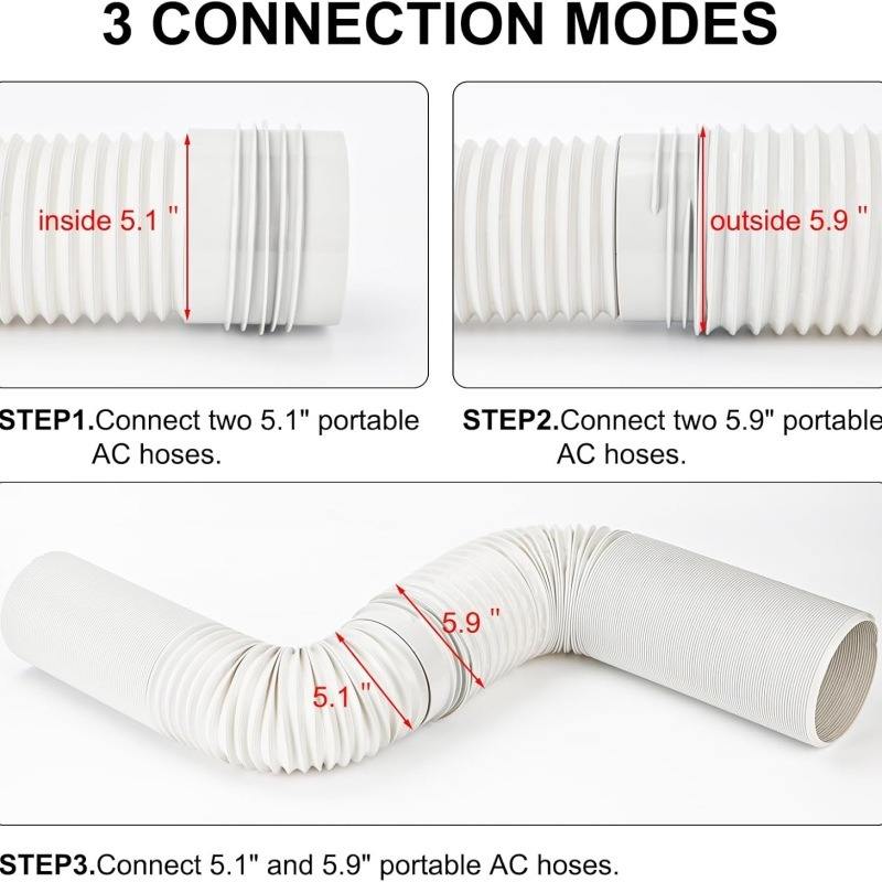 Universal Exhaust Hose Connector — Dual-Diameter 5.1" / 5.9", Leak-Resistant ABS