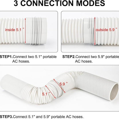 Universal Exhaust Hose Connector — Dual-Diameter 5.1" / 5.9", Leak-Resistant ABS