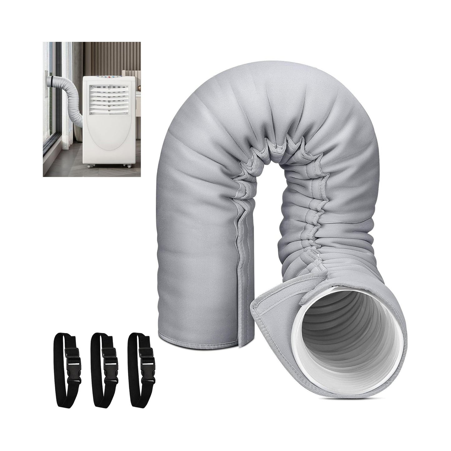 Insulated Exhaust Hose Wrap for Portable Air Conditioners — Keeps Radiated Heat Out of the Room