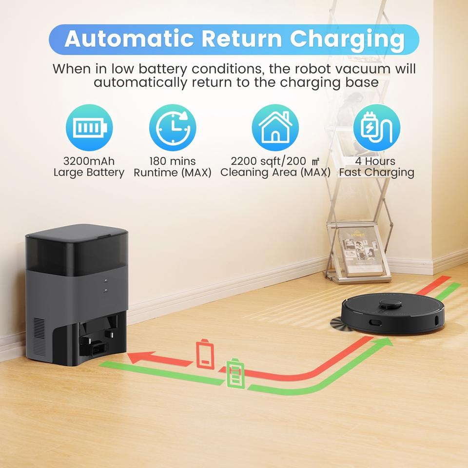 Self-Emptying Robot Vacuum — Vacuums, Sweeps & Mops, Room Mapping, App & Voice Control
