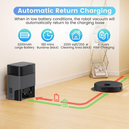 Self-Emptying Robot Vacuum — Vacuums, Sweeps & Mops, Room Mapping, App & Voice Control